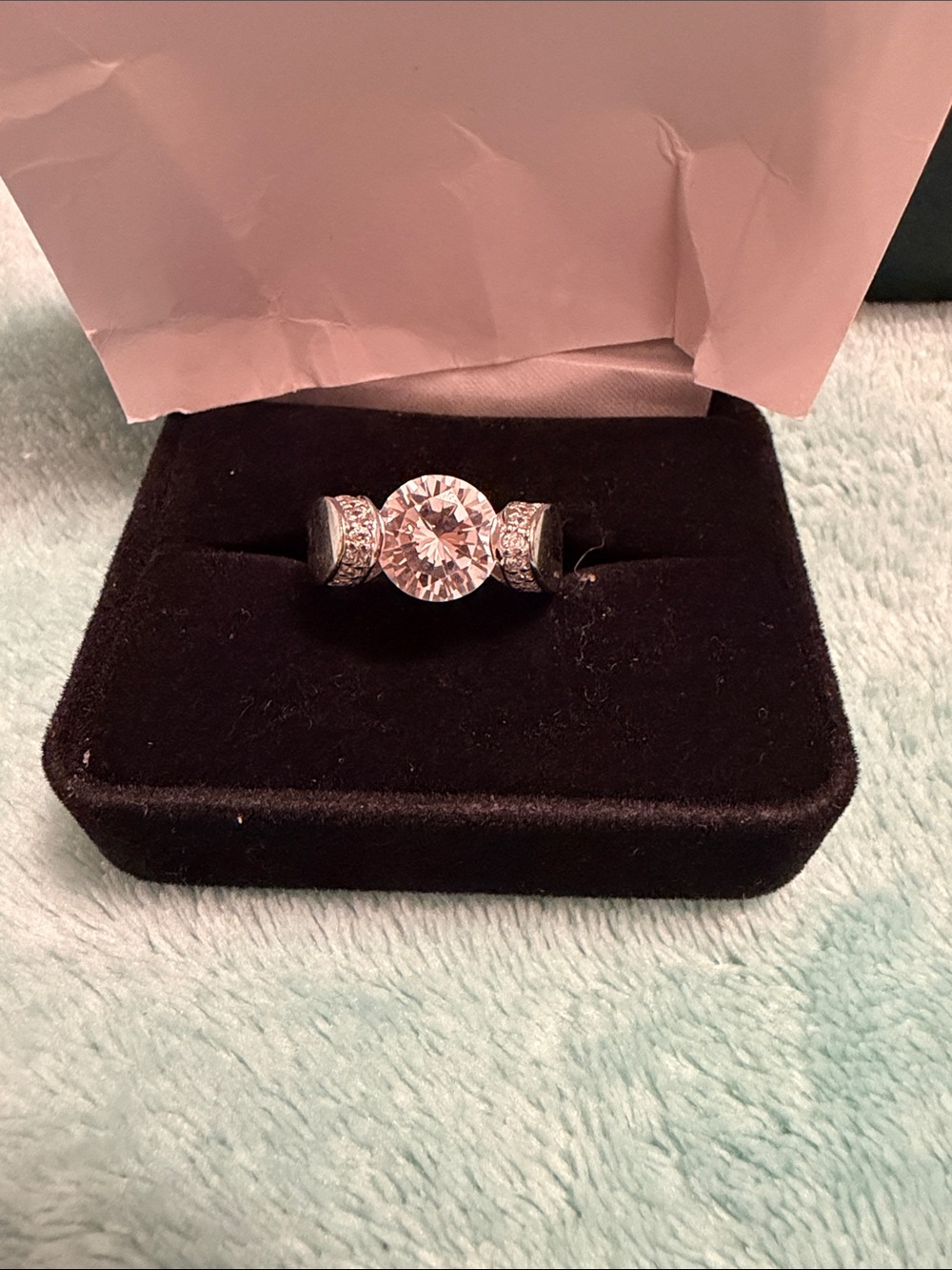Round Clear Crystal Solitaire Ring in Silver-Tone